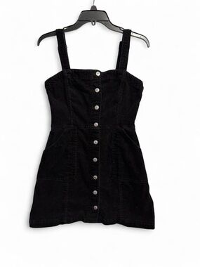 H&M Black Corduroy Button-Front Mini Dress